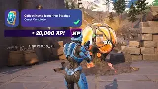 How to EASILY Collect items from Hive Stashes Fortnite - Destroy Hive Stashes to taunt a Queen