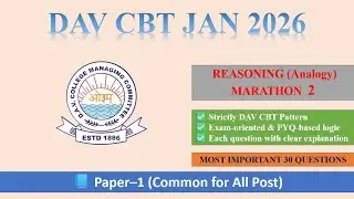 DAV CBT 2026 | EXTREME Analogy Questions 🔥 PYQ-Tricky MCQs | Paper-1 Most Difficult [Part-2]