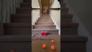 down the stairs 2 for 2 cup shot. #insane #trickshot #viral #tiktok #shorts