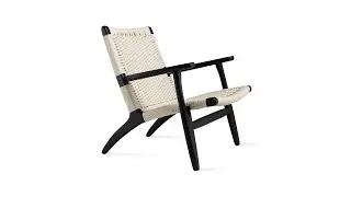 CH25 Style Easy Chair - Black Ash - Natural Cord - Inspired By Hans J. Wegner
