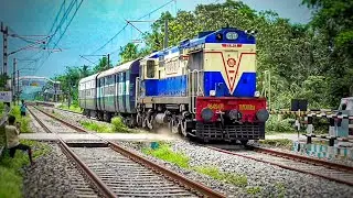 Dust Stormy ALCO Malda WDM-3A with RDSO trial Train crossing Railgate | RDSO train at Level Crossing