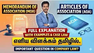 MOA & AOA in Company Law Explained in Tamil | Memorandum & Articles | Important Exam Questions