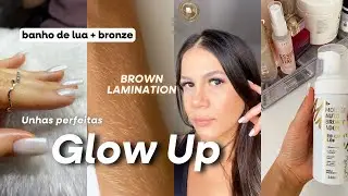 FIZ UM GLOW UP COMPLETO✨BRONZE EM CASA, BROWN LAMINATION, CABELO NOVO, CÍLIOS E UNHAS DE GEL😍