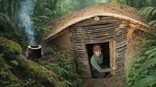 Building a Hidden Underground Survival Shelter in Deep Jungle | Cozy Bushcraft ASMR