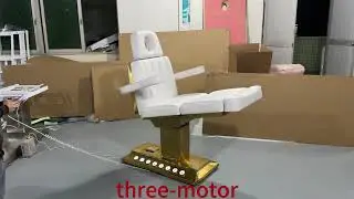 Gold Stainless Steel Base Foot-control Motor Double Column Beauty Massage Bed Spa Facial Tattoo Bed