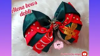 🎀Moño Alena doble😍🎀  hermoso para las niñas listón 7.5cm