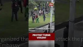 Four police officers injured as demonstration near the US Embassy in Bogota turns violent 🇨🇴🚨