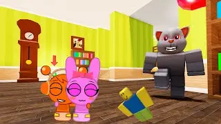 Sprunki Baby Noob & Baby Pinki & Oren Played Escape Evil Dog House Obby ROBLOX | Incredibox Sprunki