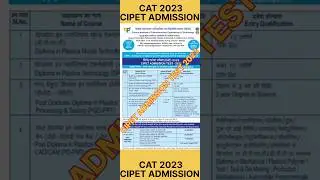 CAT 2023 ll CIPET ADMISSION TEST ll #youtubeshorts #shorts