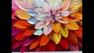 Vibrant 3D Abstract Floral Oil Painting, Large Textured Petal Artwork, Bold Colorful Flower Wall Art