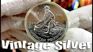 Обзор круглой серебряной монеты Engelhard American Prospector... задача по укладке старинного сер...