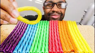 ASMR EATING RAINBOW TWIZZLERS GUMMY CANDY | ASMR TY | MUKBANG