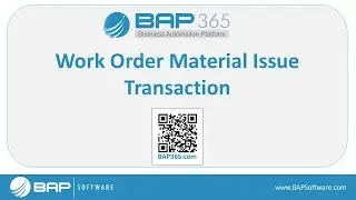 BAP365 Tutorial: Work Order Material Issue Transaction