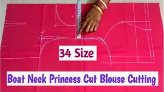Boat neck princess cut blouse design cutting ।। बोट नेक ब्लाउज कटिंग का सही तरीका ।। boat neck ...