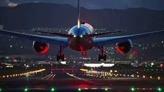 The airplane landing in slow motion &alpha;t nigh, 8K60P (Nikon Z 8 + NIKKOR Z 400mm f/2.8 TC VR S)