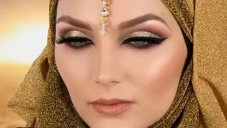 Gold Cut Crease Red Smokey Eye Arabic Makeup