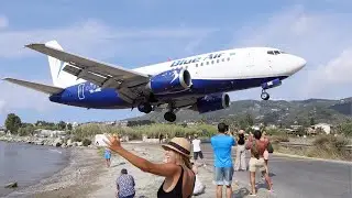 Airplane landing on Skiathos Just overhead! 1000FPS highspeed Camera super slow motion.