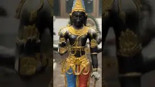 Brass Vishnu Idol In Black And Gold Color
