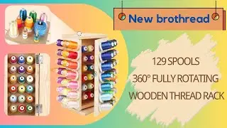 New brothread 129 Spools 360&deg; Rotating Wooden Thread Rack