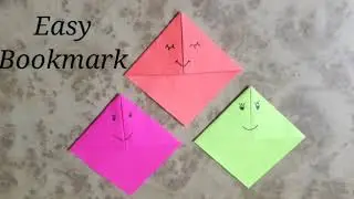 Origami bookmark. Bookmark ideas. Bookmark easy & diy. Bookmarks with paper. Origami bookmark emoji.