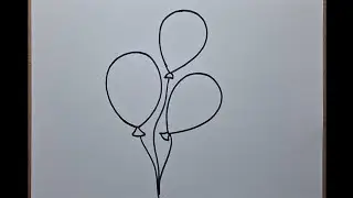 Balloon drawing,  easy and slow drawing,  plastic crayon colours 
