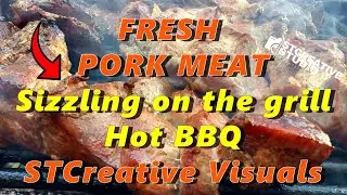 Fresh Pork Meat sizzling on the grill I 1 Hour of BBQ ASMR VIDEO