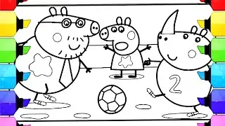 Daddy Pig is Playing football match Drawing Easy, Peppa Pig Drawing, Peppa Pig Coloring