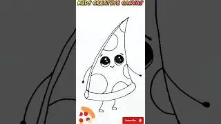 Cute pizza slice drawing with colour l #kidscreativecanvas #drawing l
