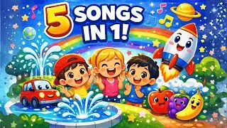 5 Fun Kids Songs 🎶 | Vehicles, Water Play, Fruits & Space | Nursery Rhymes