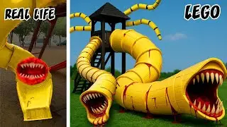 LEGO PLAYGROUND SLIDE EATER & SCARY REVENGE (Thalassophobia Trap) in real life | Bricks Build