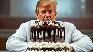 TRUMP WITH A CHOCOLATE BEER ICECREAM CAKE #trump #icecream #cake