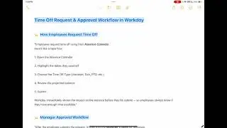 WorkDay - #85  Anusha Journal Time Off Request & Approval Workflow in Workday #workday#study