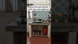 Zero cost organiser mess free kitchen and make spacious😄 small non modular kitchen #organization
