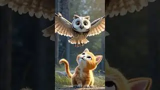 Friendship between an orange kitten and an owl #cat #funny #animals #friendship #kitten #owl