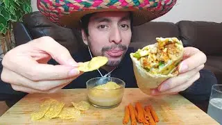 PORK BURRITO, NACHO CHEESE DIP, TORTILLAS SPICY TAKIS HOMEMADE MUKBANG EATING SHOW