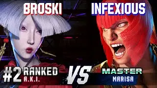 SF6 ▰ BROSKI (#2 Ranked A.K.I.) vs INFEXIOUS (Marisa) ▰ High Level Gameplay