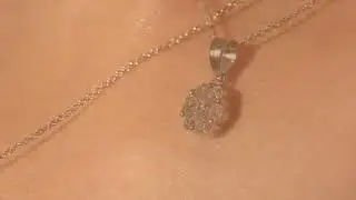 18ct Gold Round White Brilliant Diamond Claw Set Cluster Pendant Necklace with Adjustable Chain