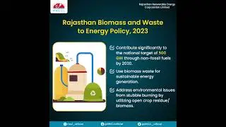 Rajasthan Biomass and Waste to Energy Policy, 2023