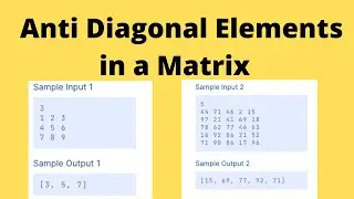 Python Program to Print Anti Diagonal Elements in a Matrix | CCBP 4.0 Python Foundations 3 Question