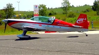 Extra EA-300 F-HDPP taxi & takeoff at Millau-Larzac [LFCM]