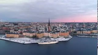 Aerial view of Stockholm winter city, Sweden (Videohive Stock Footage)