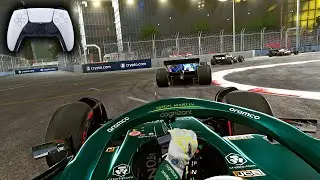 Sebastian Vettel's Aston Martin AMR22 | 2022 Singapore GP Race | F1 22 Controller Gameplay