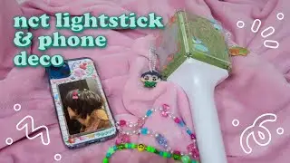 decorando minha lightstick nova do nct + capinha de celular com adesivos e chaveiros | daniela kang