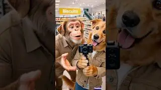 A Dog is buying biscuit and talking to monkey🐵 #shorts#ai#vlog#dog#cute#viral#cartoon#trending#funny