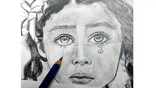 Crying Little Girl Pencil Drawing/How To Draw A Sad Girl-Step By Step Pencil Sketch