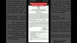 RIMS Central Govt Nursing Officer Recruitment 2023 #NursingOfficer#ytshorts #Viral