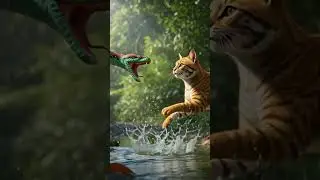 Epic Jungle Cat vs Snake Battle | Rare Wild Encounter Caught on Camera #cuteanimals #ai #shorts