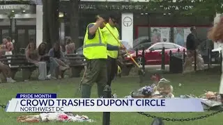 Dupont Circle park littered with garbage during Pride festivities