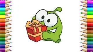 Как нарисовать Ам Няма с подарком 🎁🟢 Простой пошаговый милый рисунок для детей ✏️✨ #OmNom