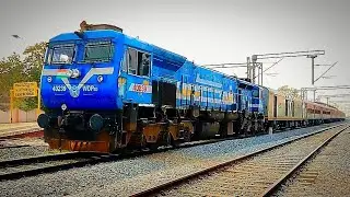 Bleed Blue KJM WDP4D #40239 17315 Vasco da gama Velankanni Weekly Express Ranebennur Railway Station